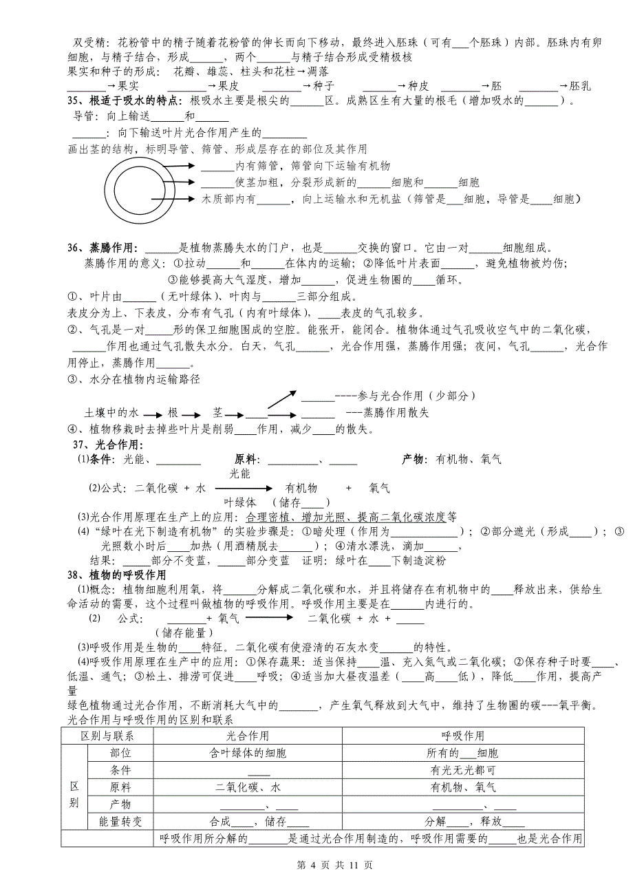 初中生物会考复习资料(填空版)_第4页