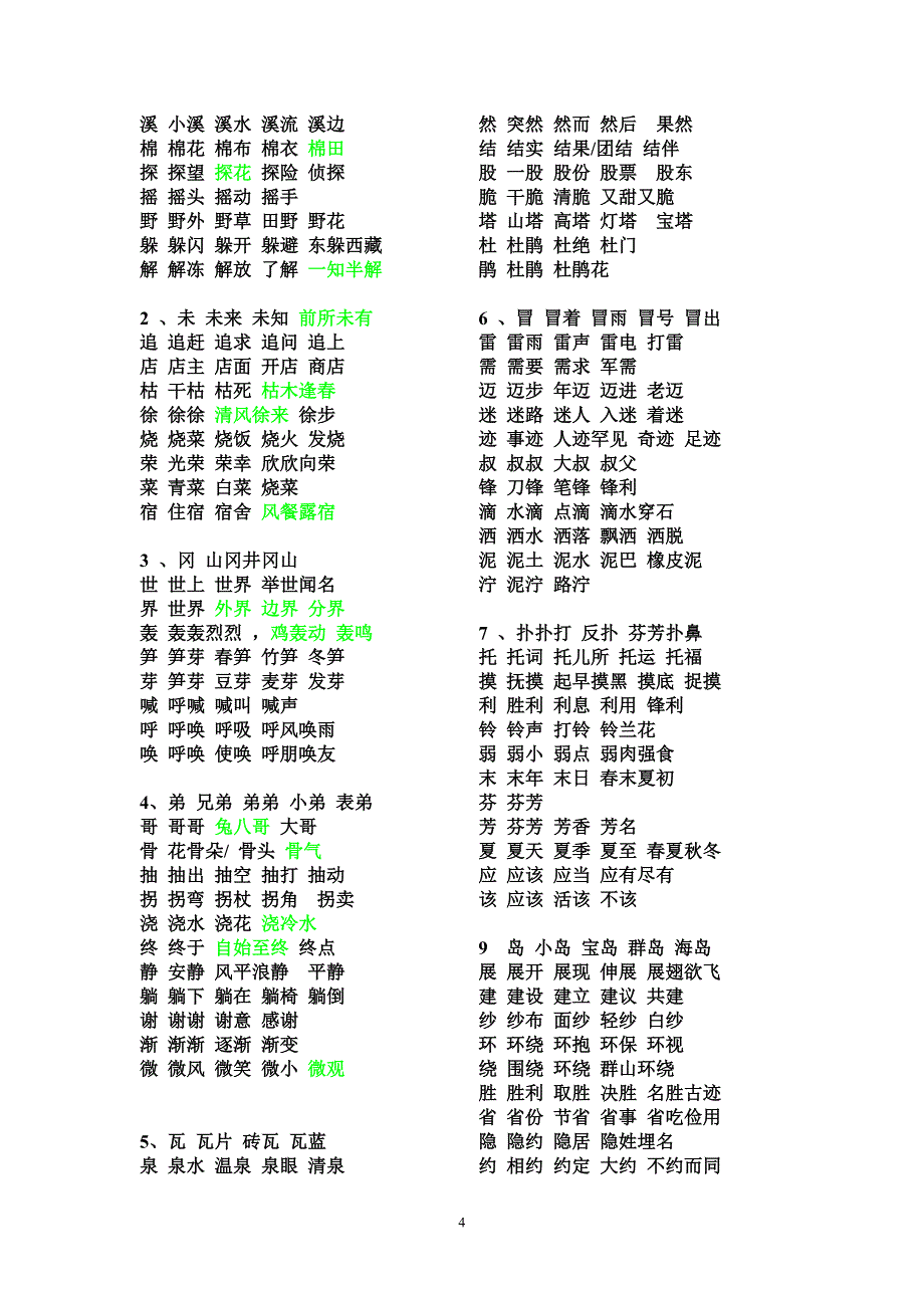 小学二年级下必须掌握的生字词(人教)_第4页