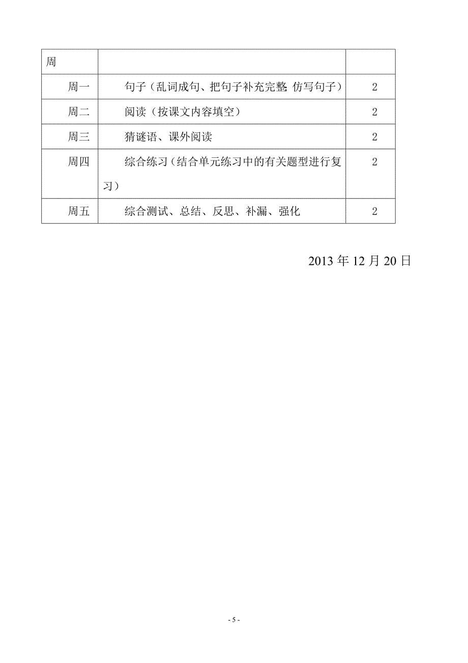 小学一年级语文上册期末复习计划_第5页