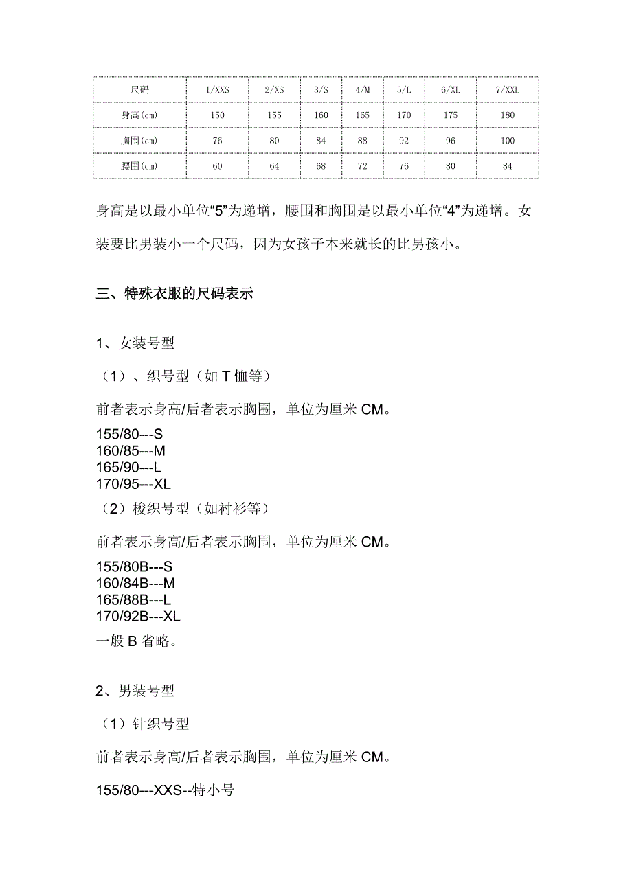 网购必须知道的衣服型号知识尺码对照表_第2页