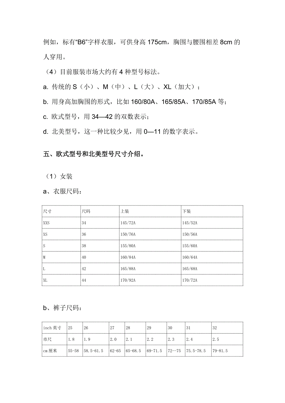 网购必须知道的衣服型号知识尺码对照表_第4页