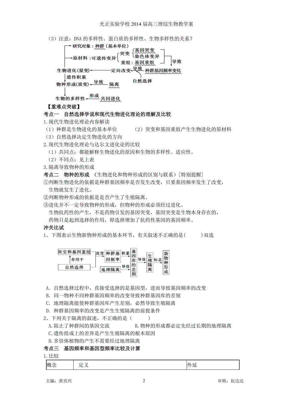 2014届高三理综生物教学案030现代生物进化论_第2页