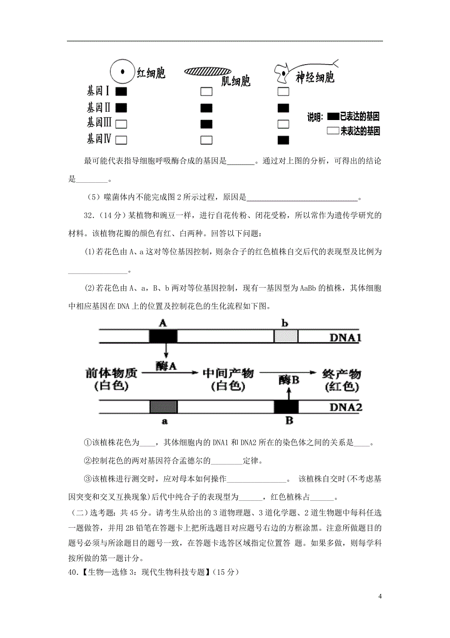 陕西省西安市临潼区华清中学2016届高三生物第二次自主命题_第4页