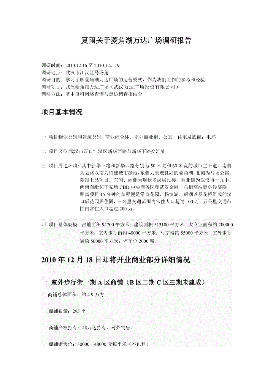 夏雨的菱角湖万达广场调研报告_第1页
