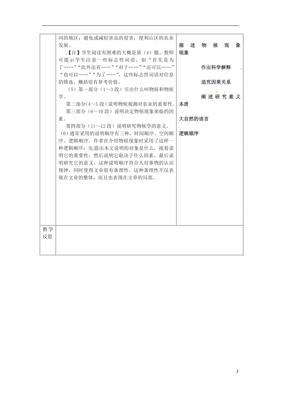 陕西省山阳县色河中学八年级语文上册 16 大自然的语言（第1课时）教案 （新版）新人教版_第2页