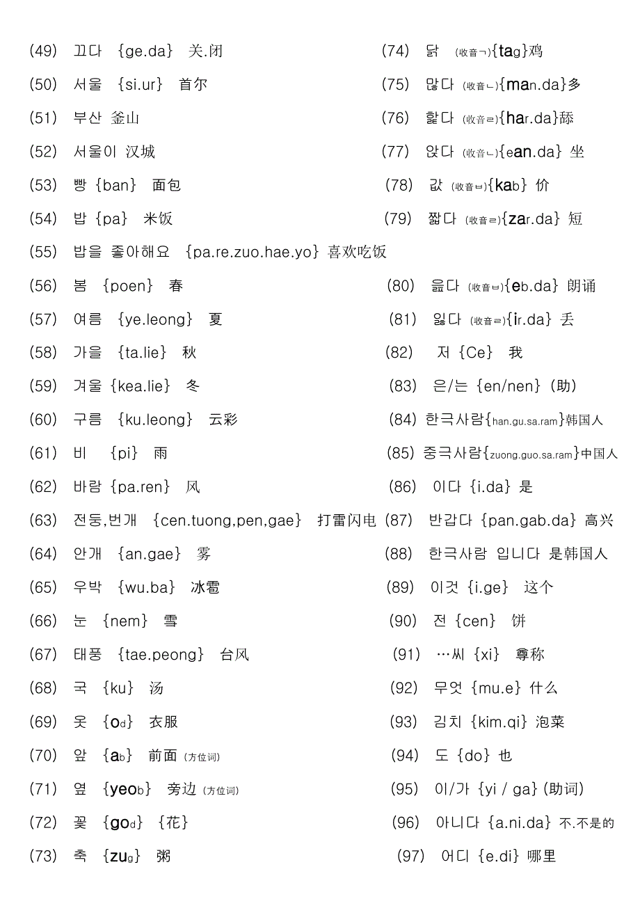 韩国语基础常用单词(带音标)_第2页