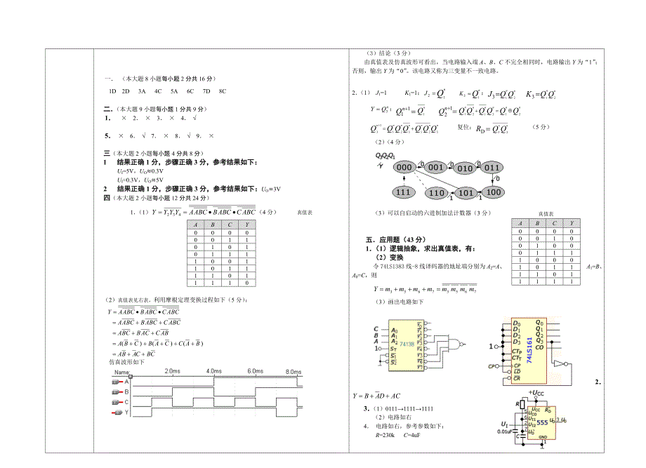 数字电子技术基础模拟试题A及答案_第3页