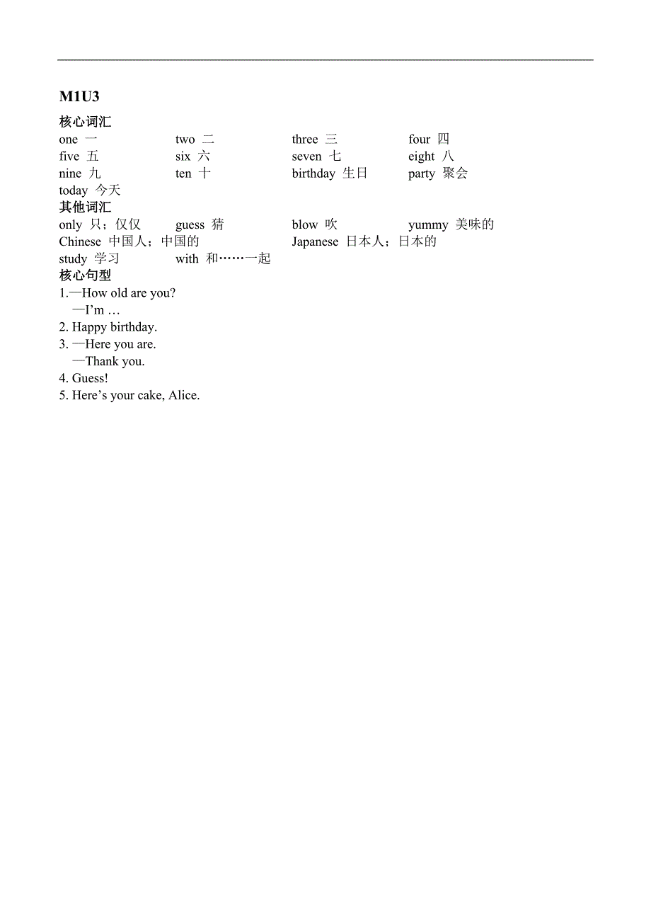 牛津英语上海版3AM1单词句型列表_第2页