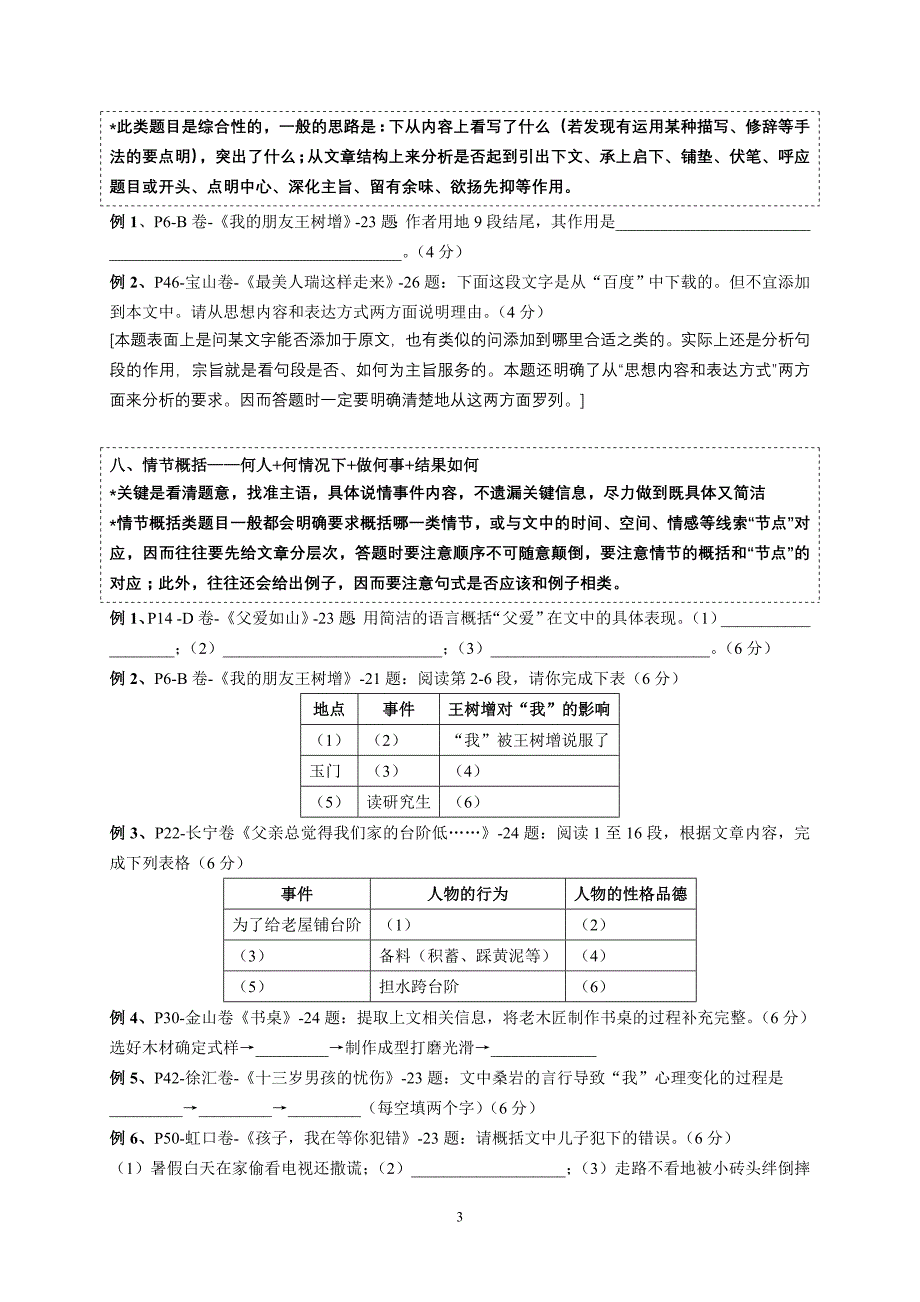 沪教中考语文现代文阅读题型整理-记叙文_第3页