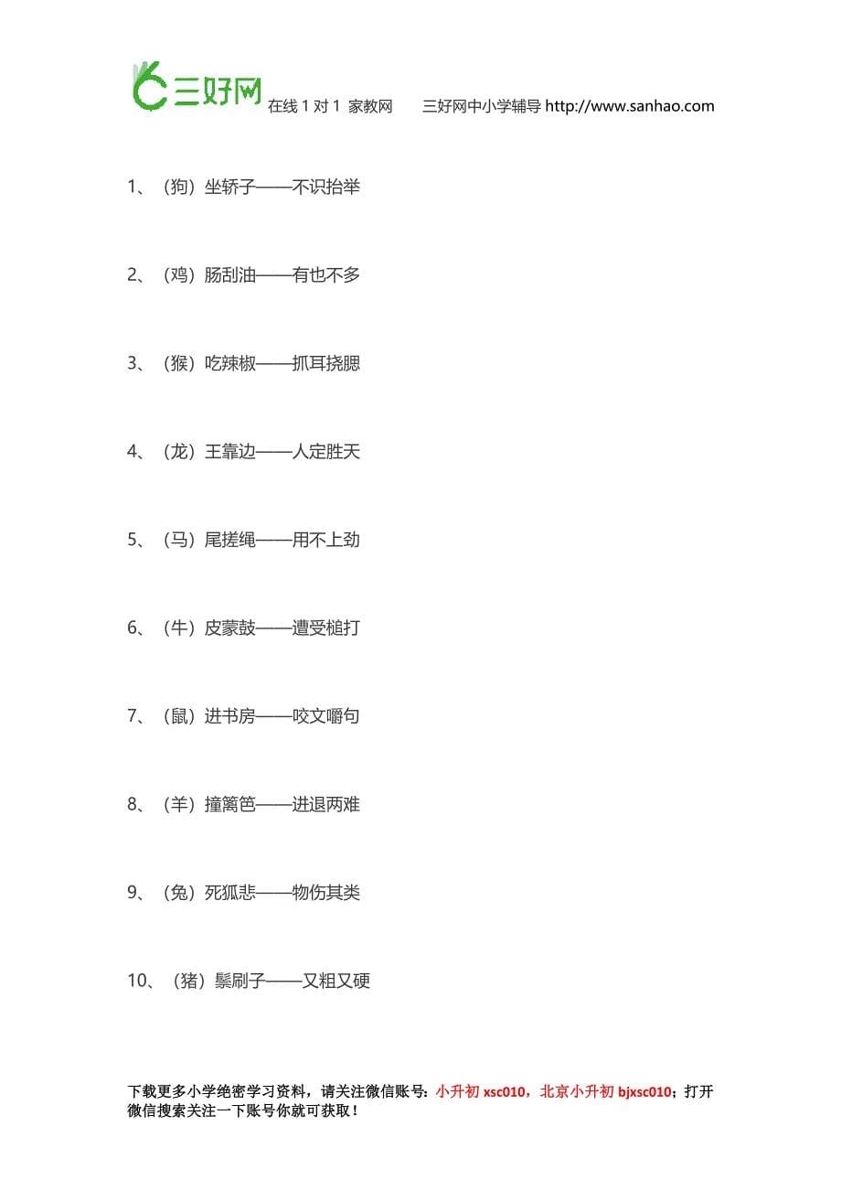 小升初语文资料小学语文试卷中常考的趣味语文_第5页