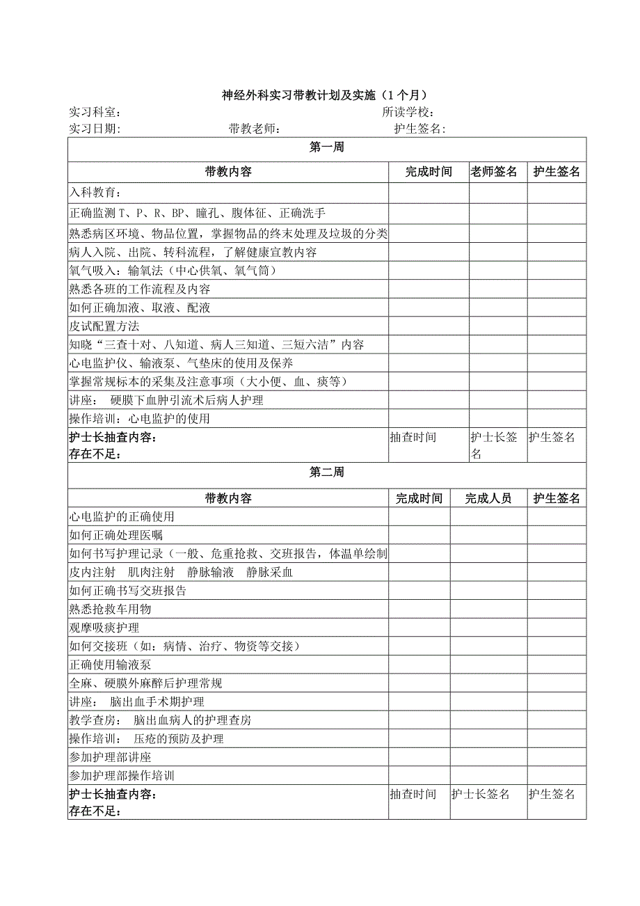 神经外科实习带教计划及施_第1页