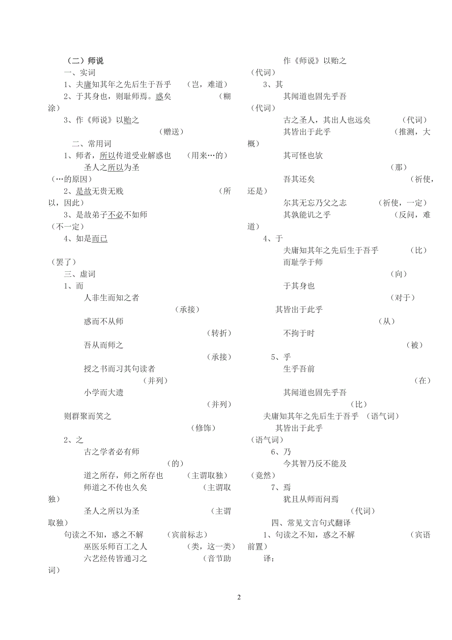 苏教版必修一至必修五文言文知识梳理_第2页