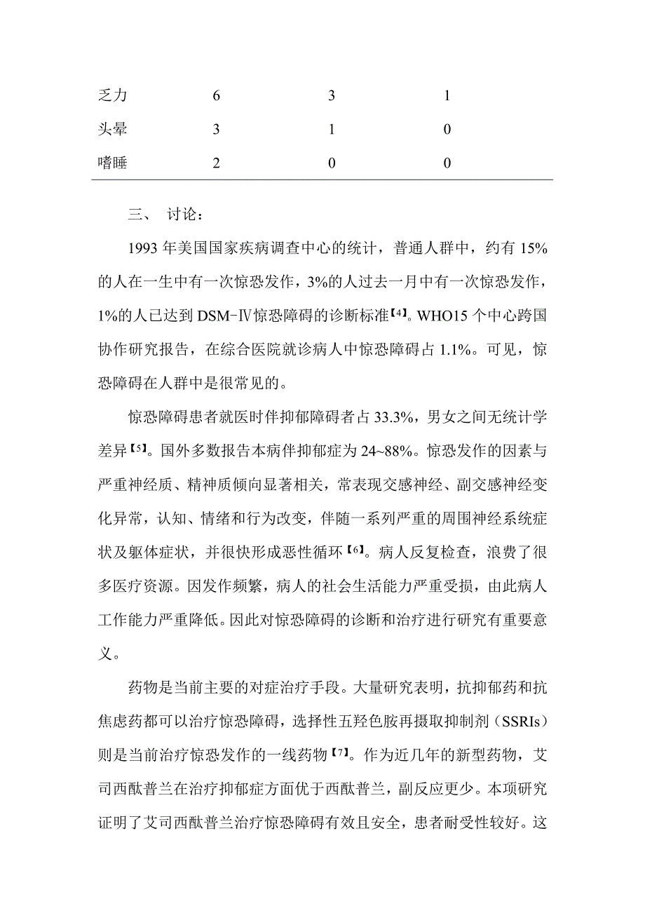 艾司西酞普兰治疗惊恐障碍的临床研究_第4页