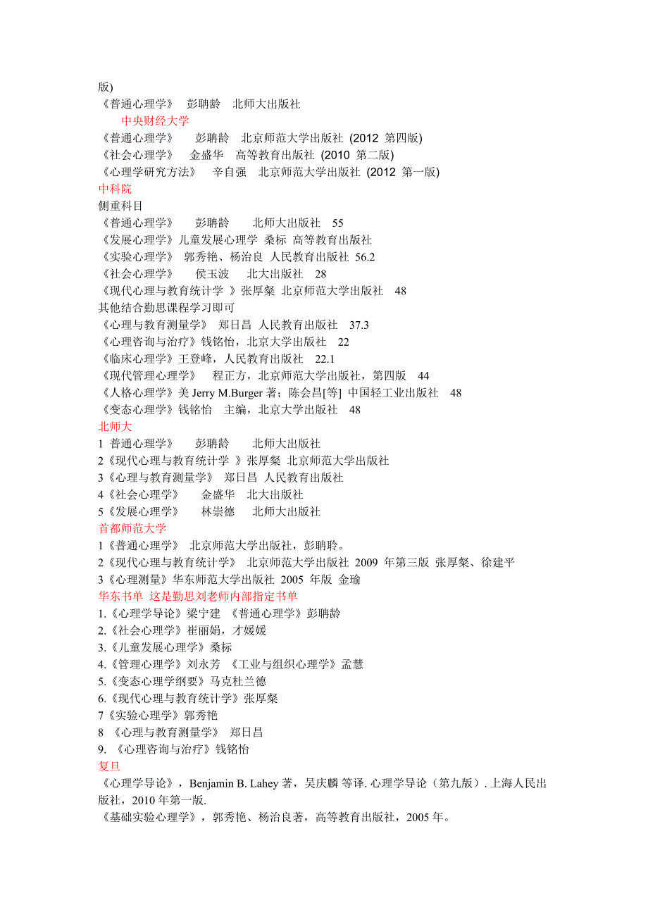 最新最全的心理学专硕考研参考书目_第2页