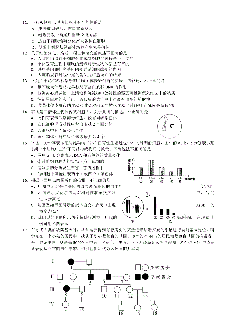 江苏省扬州市2015年高二学业水平测试模拟试卷生物含答案_第2页