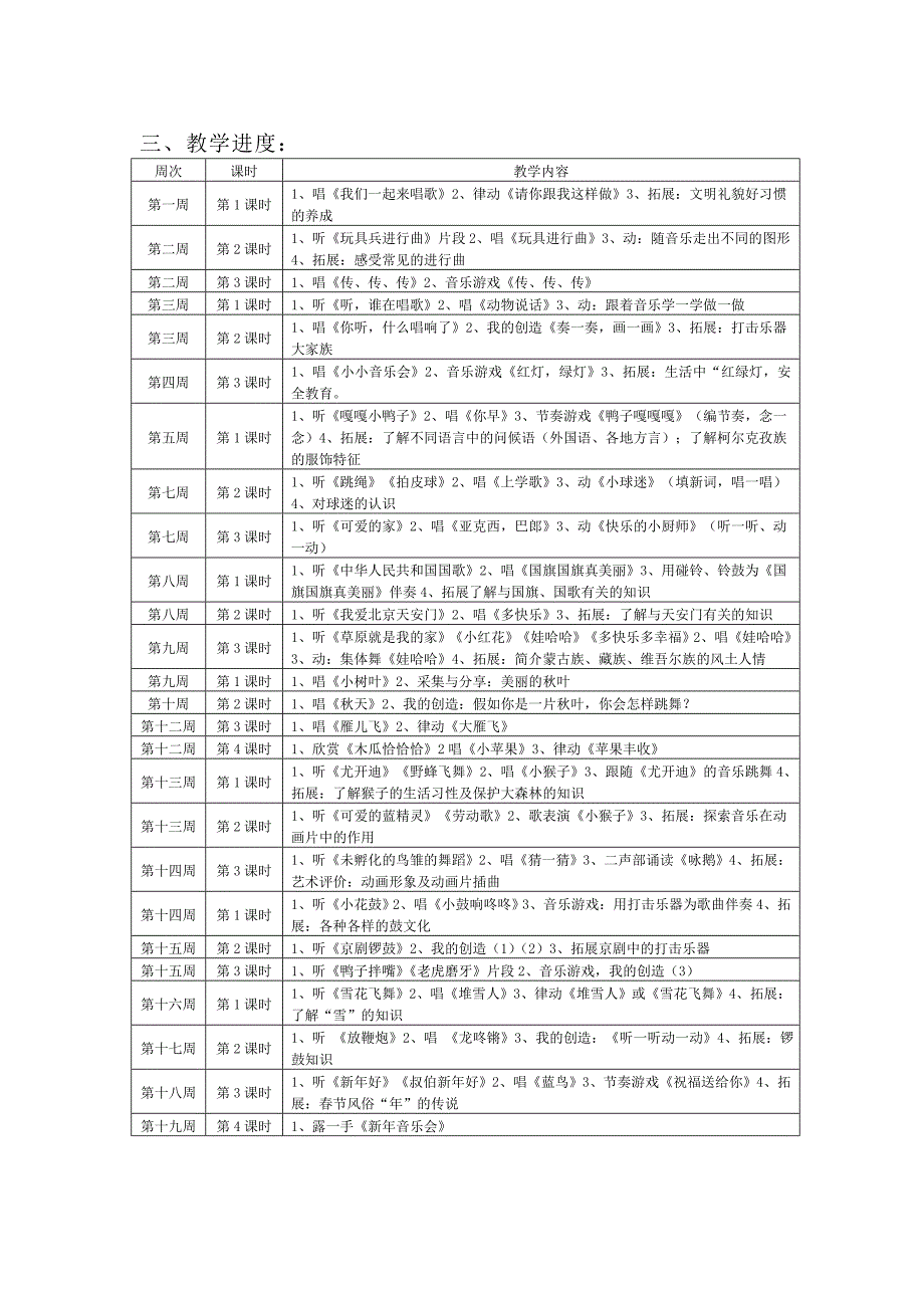 小学音乐一年级上册课程计划_第2页