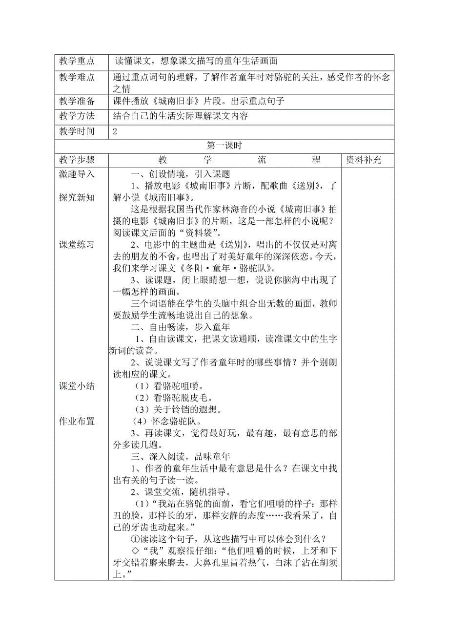 人教新课标五年级语文下第二组童年生活教案_第5页