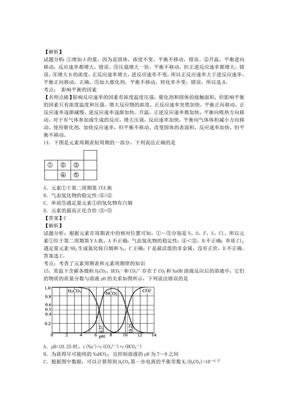 山东省龙口市第二中学2015-2016学年高二下期6月月考化学试卷含解析_第5页