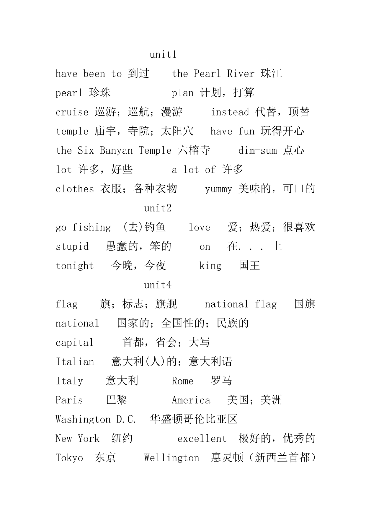 广州版小学六年级上册英语单词表_第1页
