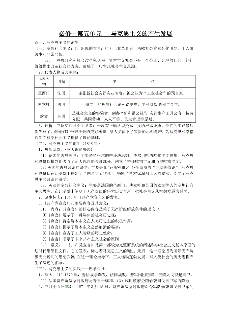 高中历史必修一   马克思主义的产生发展_第1页