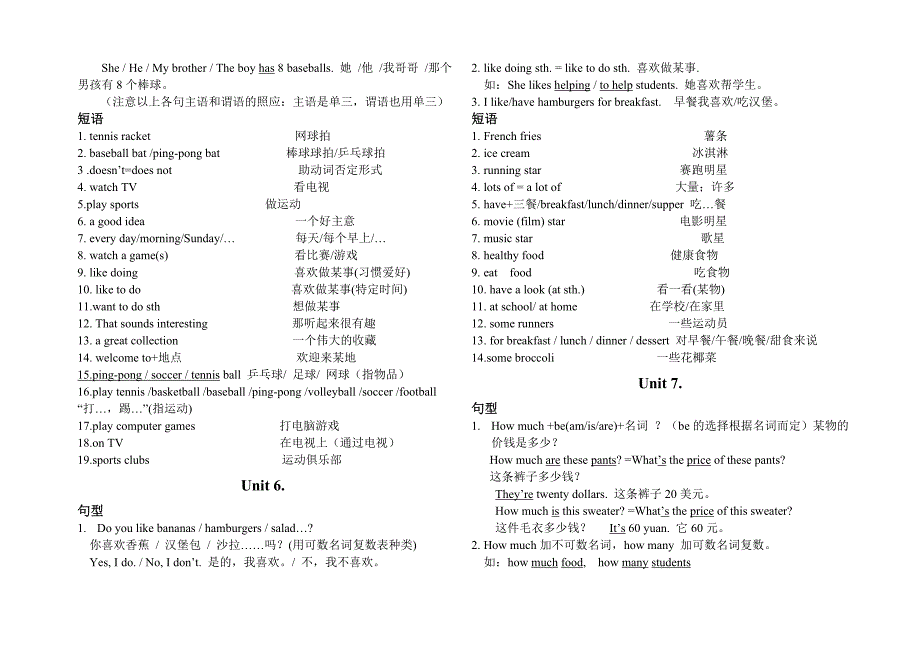 人教版七年级上册期末总复习重点知识_第4页