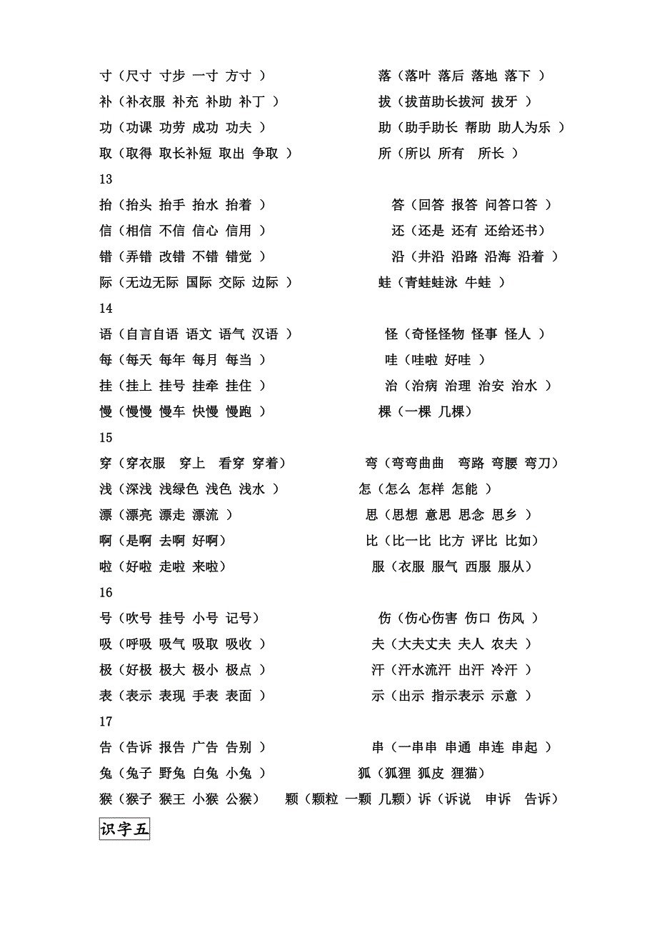 二年级语文上册生字表字组词_第4页