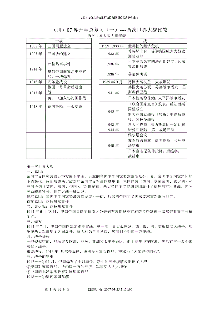 两次世界大战大事年表_第1页