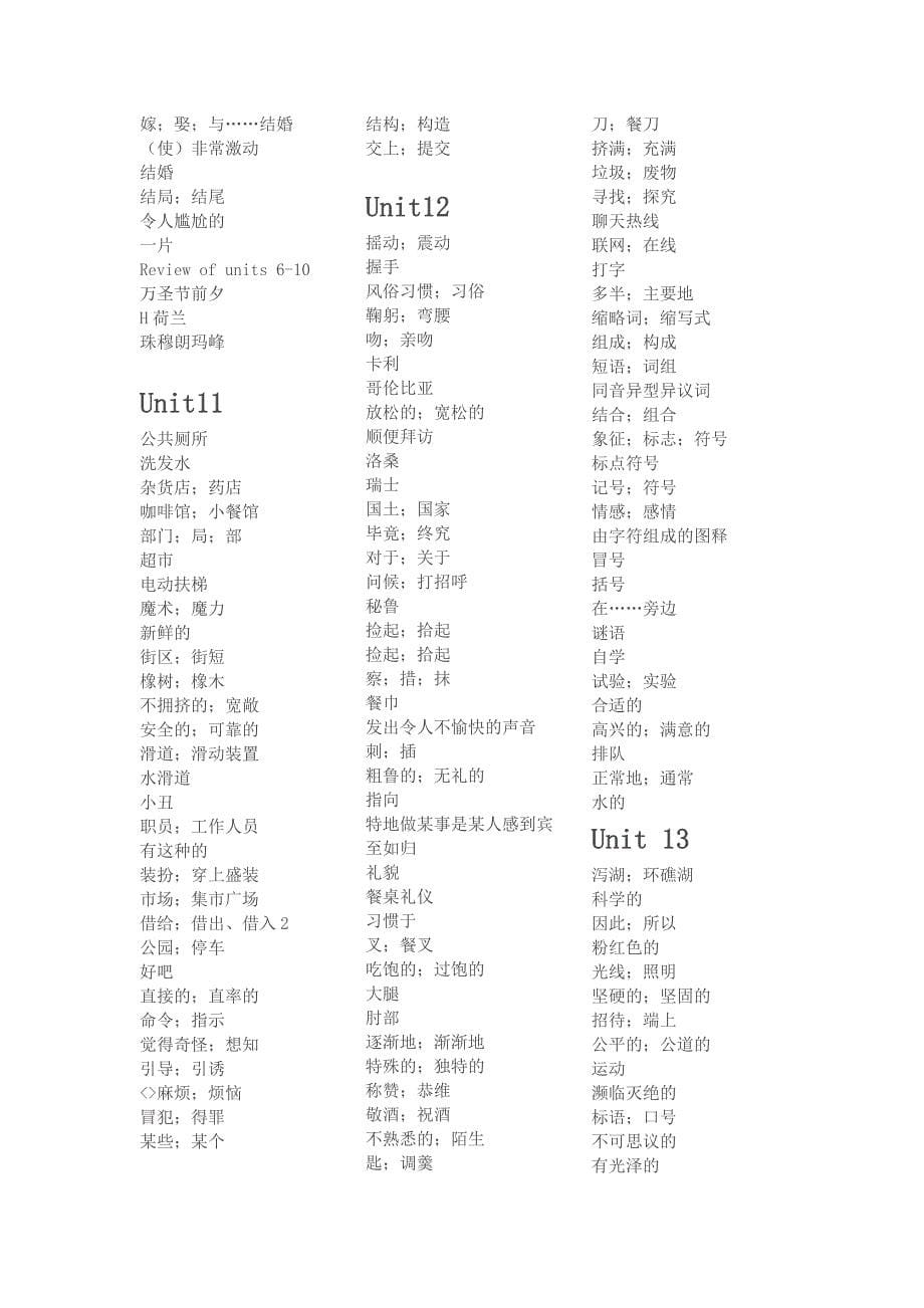 九年级上册人教版英语中文单词表_第5页