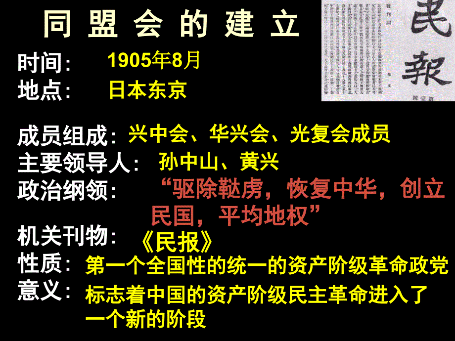 高二历史同盟会的建立和革命形势的发展课件_第3页