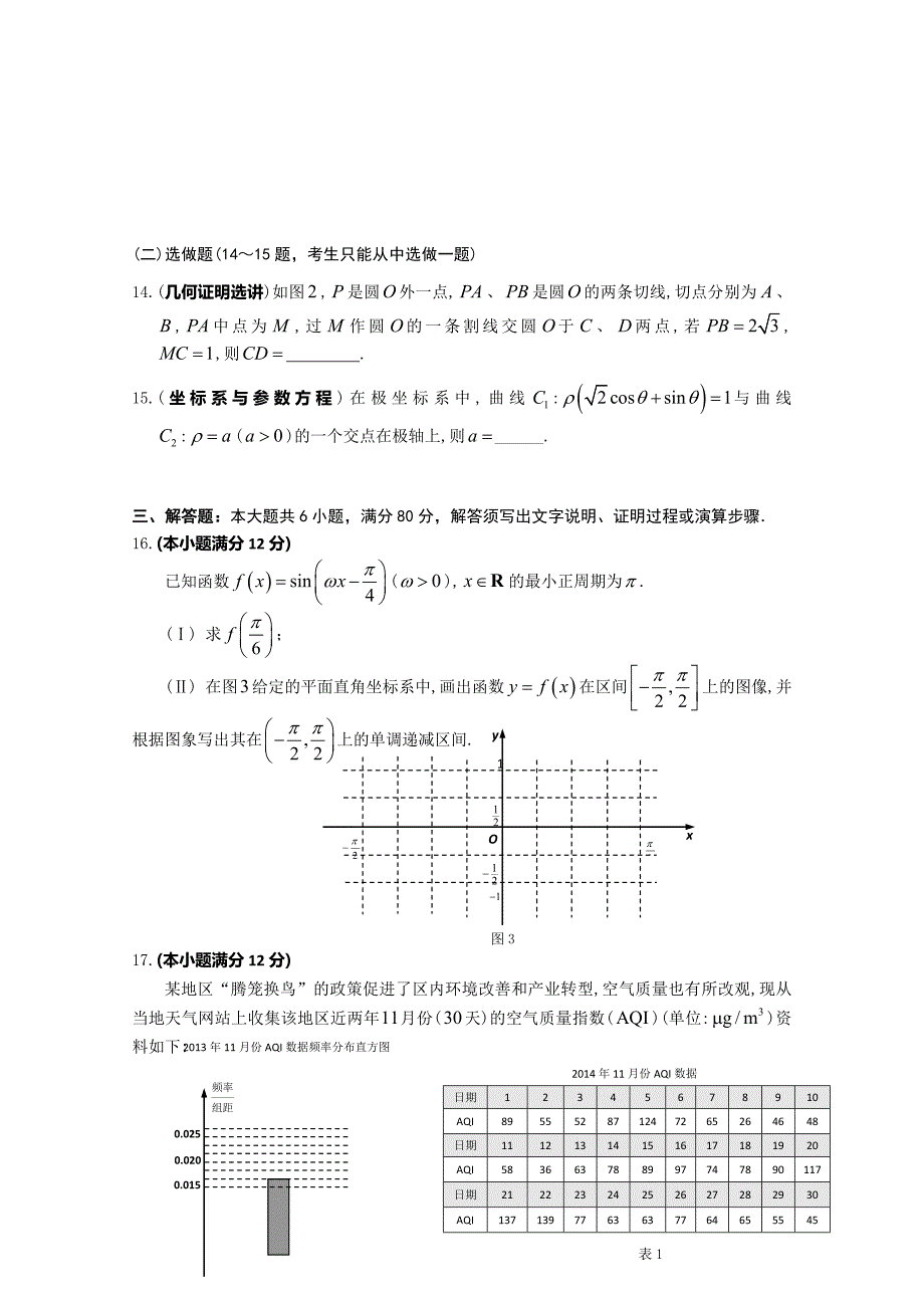 广东省佛山市2015届高三教学质量检测（一）数学文试题 含答案_第3页