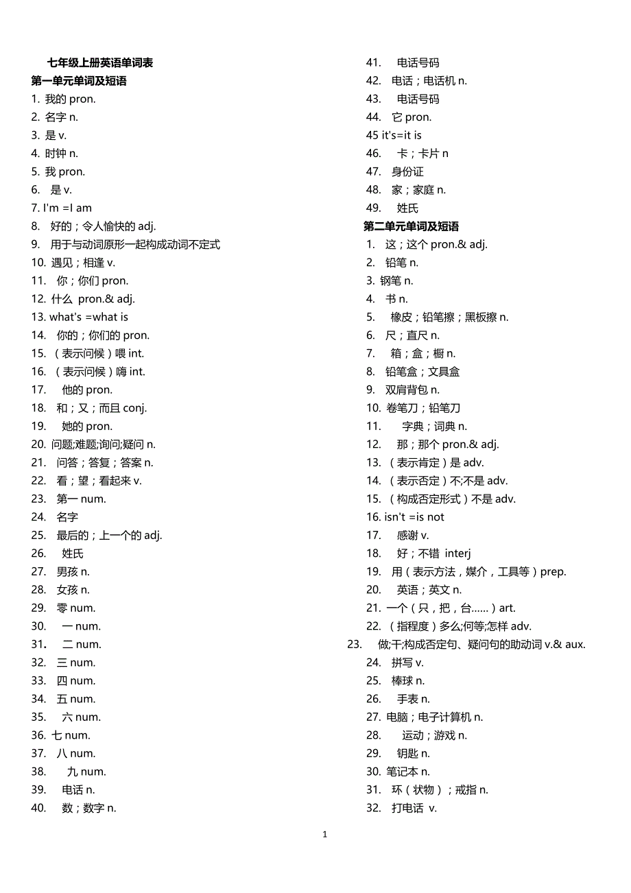 人教新目标英语单词1—3年级中文_第1页