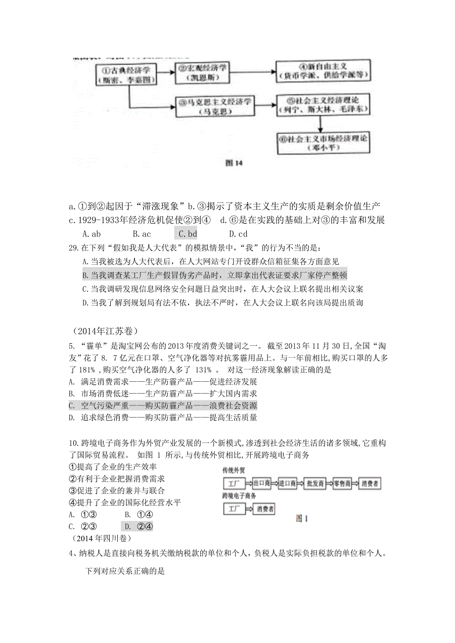 高考政治真题——推导式选择题2014928140342_第3页