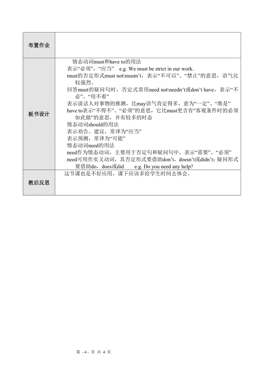 英语：情态动词复习教案2(外研社九年级下)_第4页