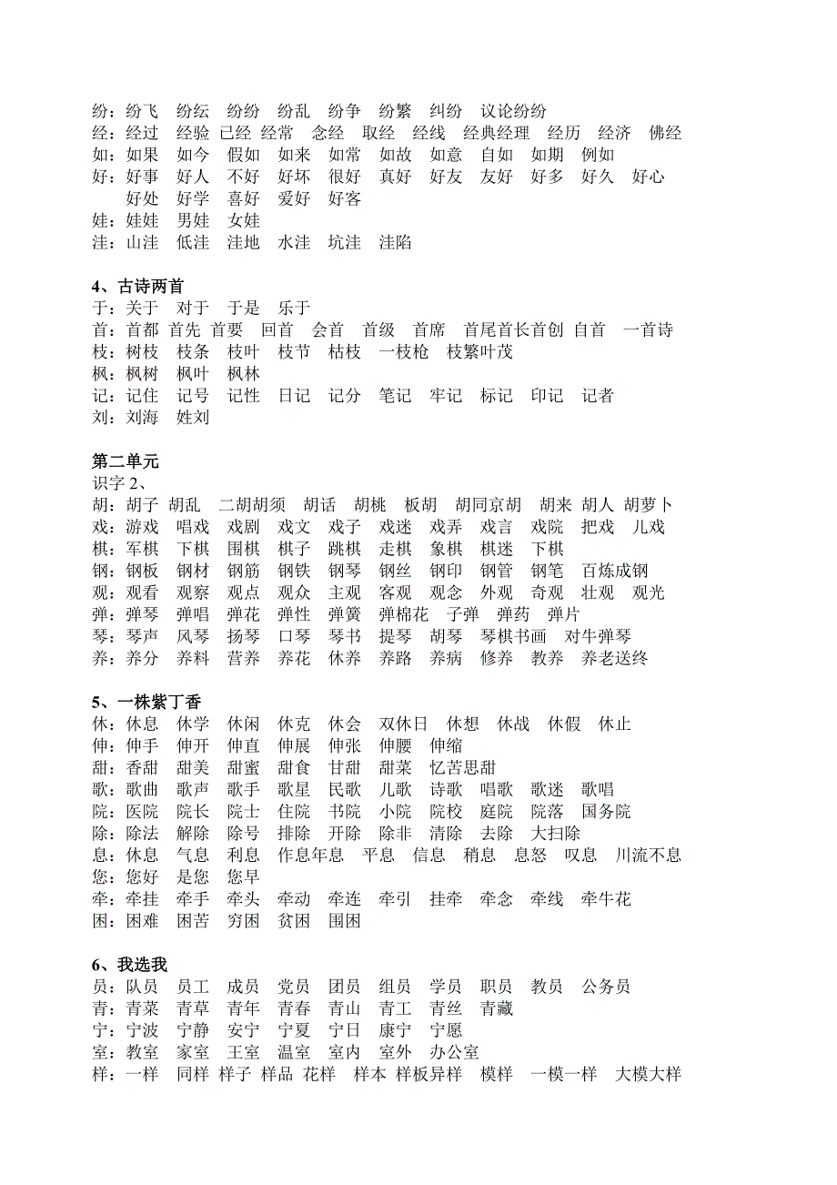 二年级语文上册生字组词整理_第2页