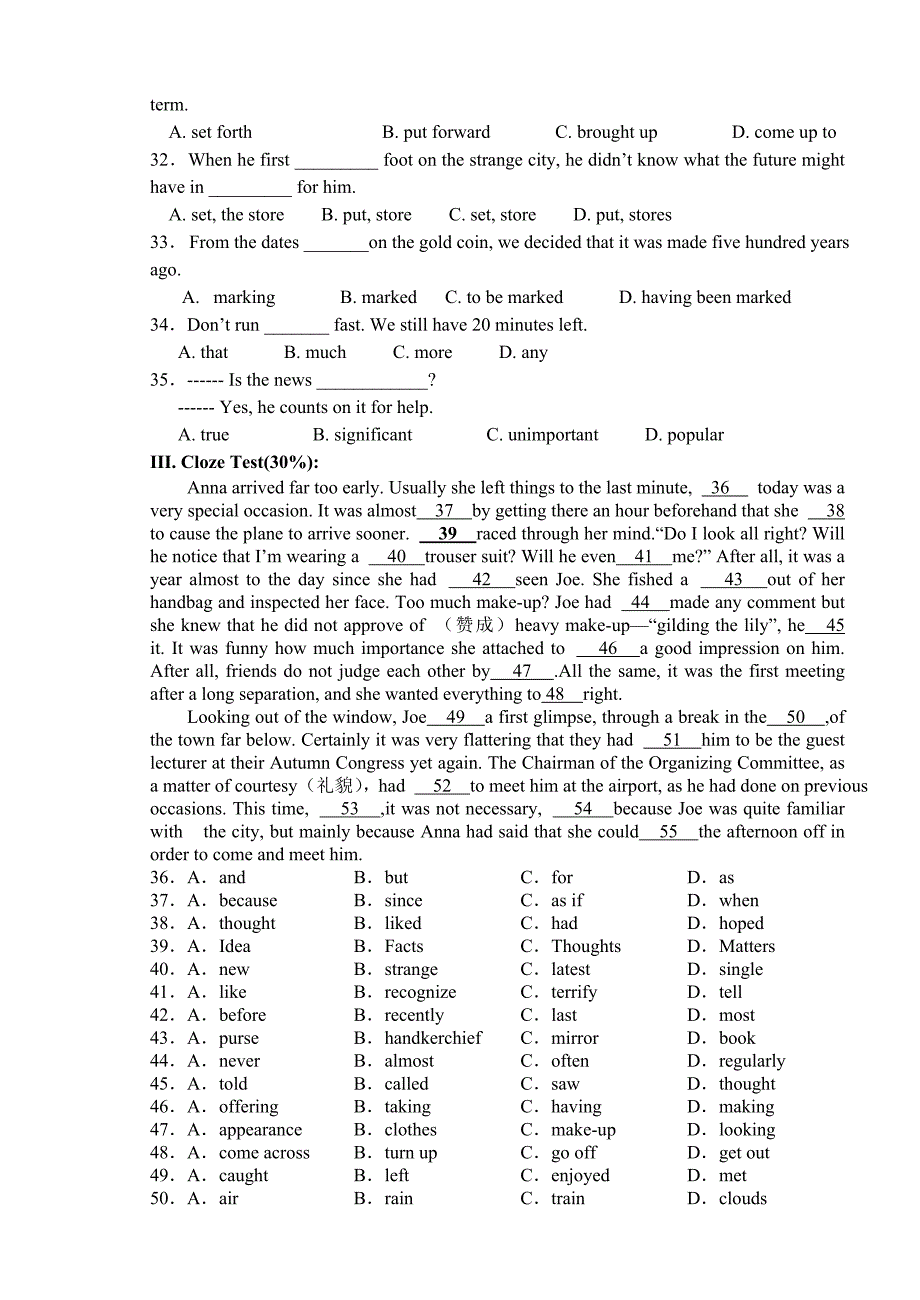 江苏省六合高级中学高二英语（下）第一次月考试卷_第2页