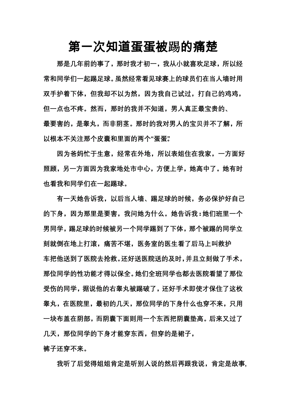 第一次知道蛋蛋被踢的痛楚_第1页