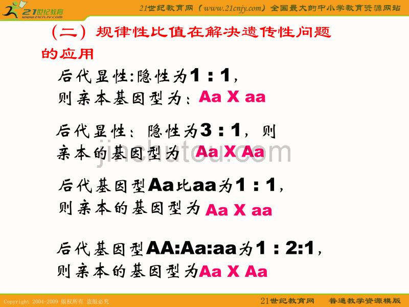 2010届高考生物专题复习课件——新课标高中生物遗传解题技巧_第3页