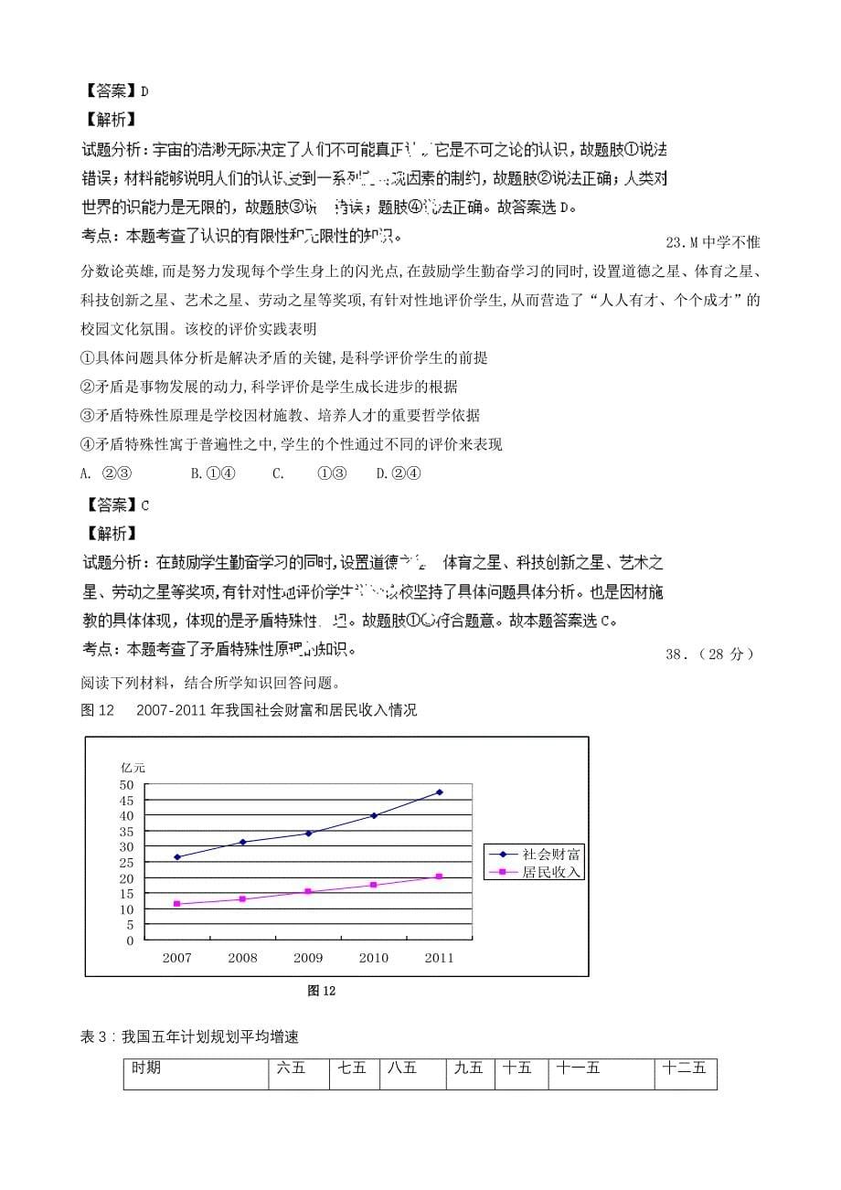 宁夏2014届高三12月月考政治试题 含解析_第5页