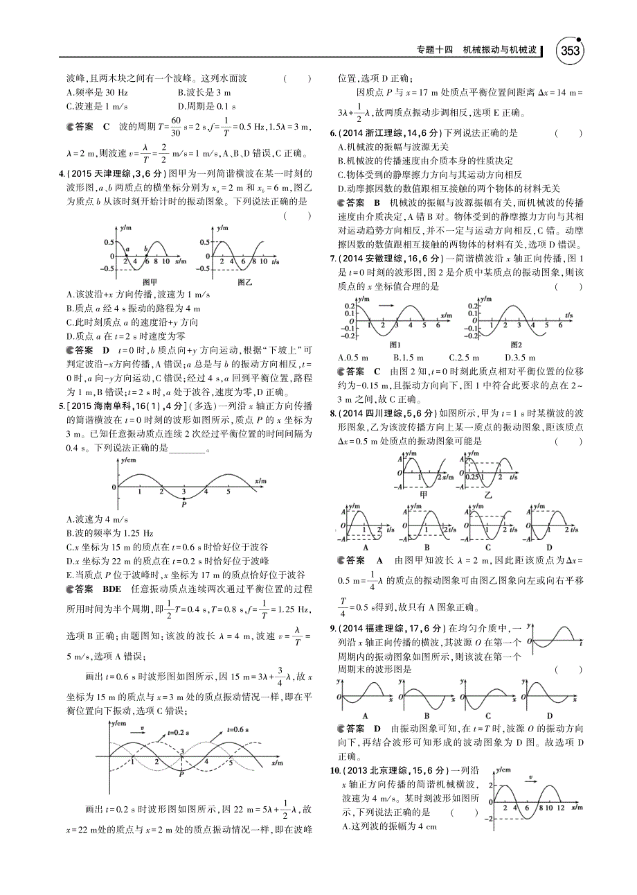 2016届高考物理一轮复习 专题十四 机械振动与机械波讲义（pdf）_第4页