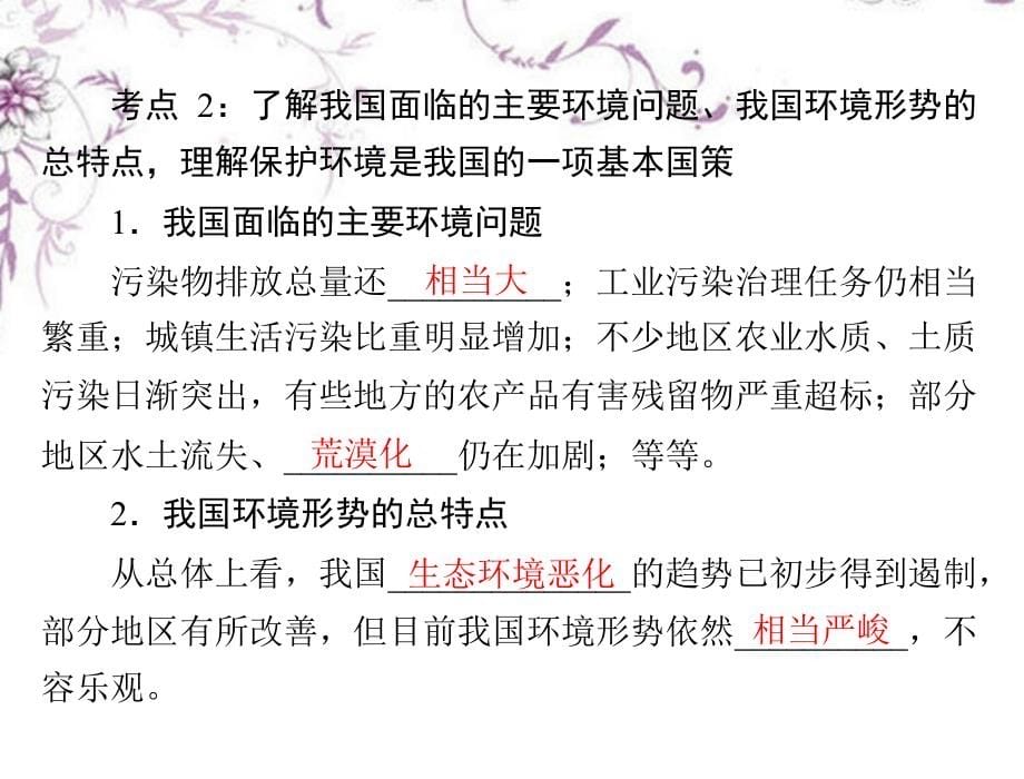 广东省2013年中考政治复习 了解基本国策与发展战略课件_第5页