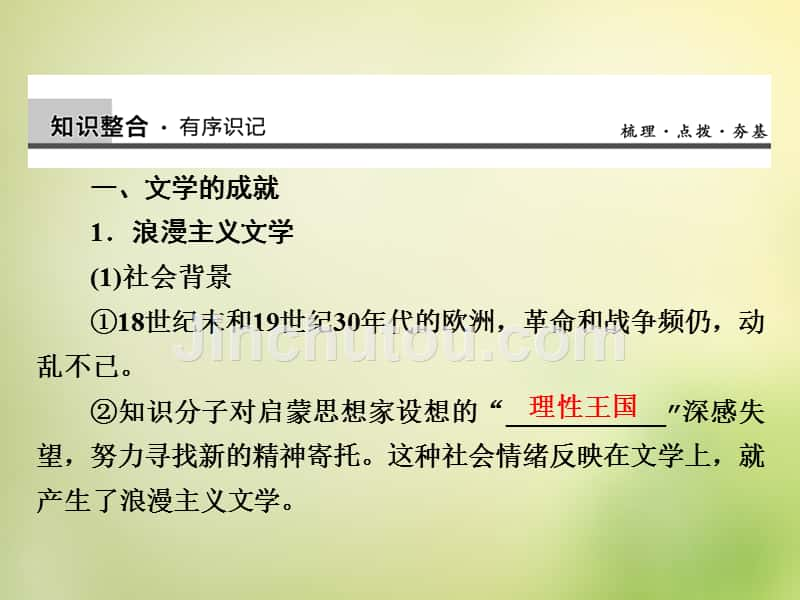 2016届高考历史一轮复习 第37讲 19世纪以来的世界文学艺术课件_第3页