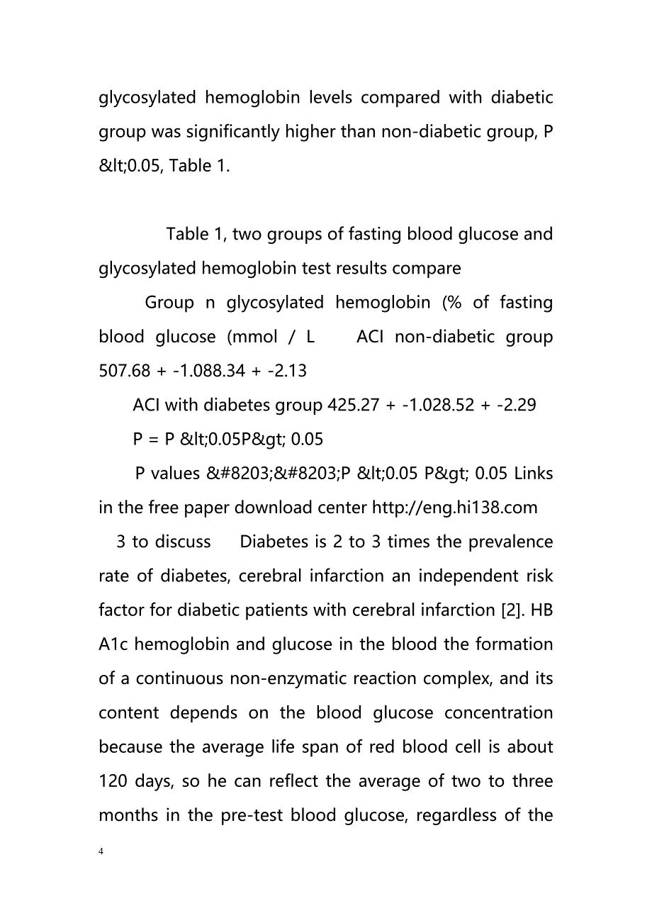 Acute cerebral infarction in patients with glycosylated hemoglobin testing Analysis（急性脑梗死患者的糖化血红蛋白测试分析）_第4页