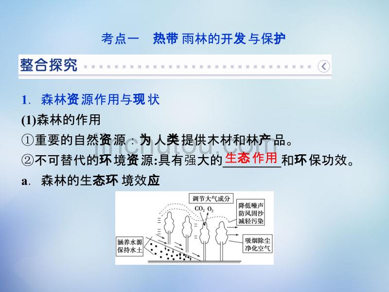 优化方案（福建专用）2016高考地理总复习 第十三章 第28讲 森林的开发与保护-以亚马孙热带雨林为例课件_第3页