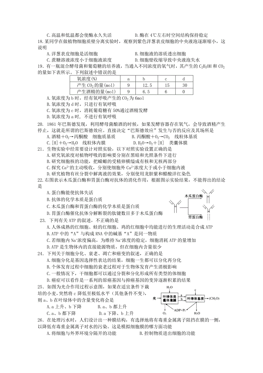 山东省Y市11-12学年高一上学期期末考试生物（A）_第3页