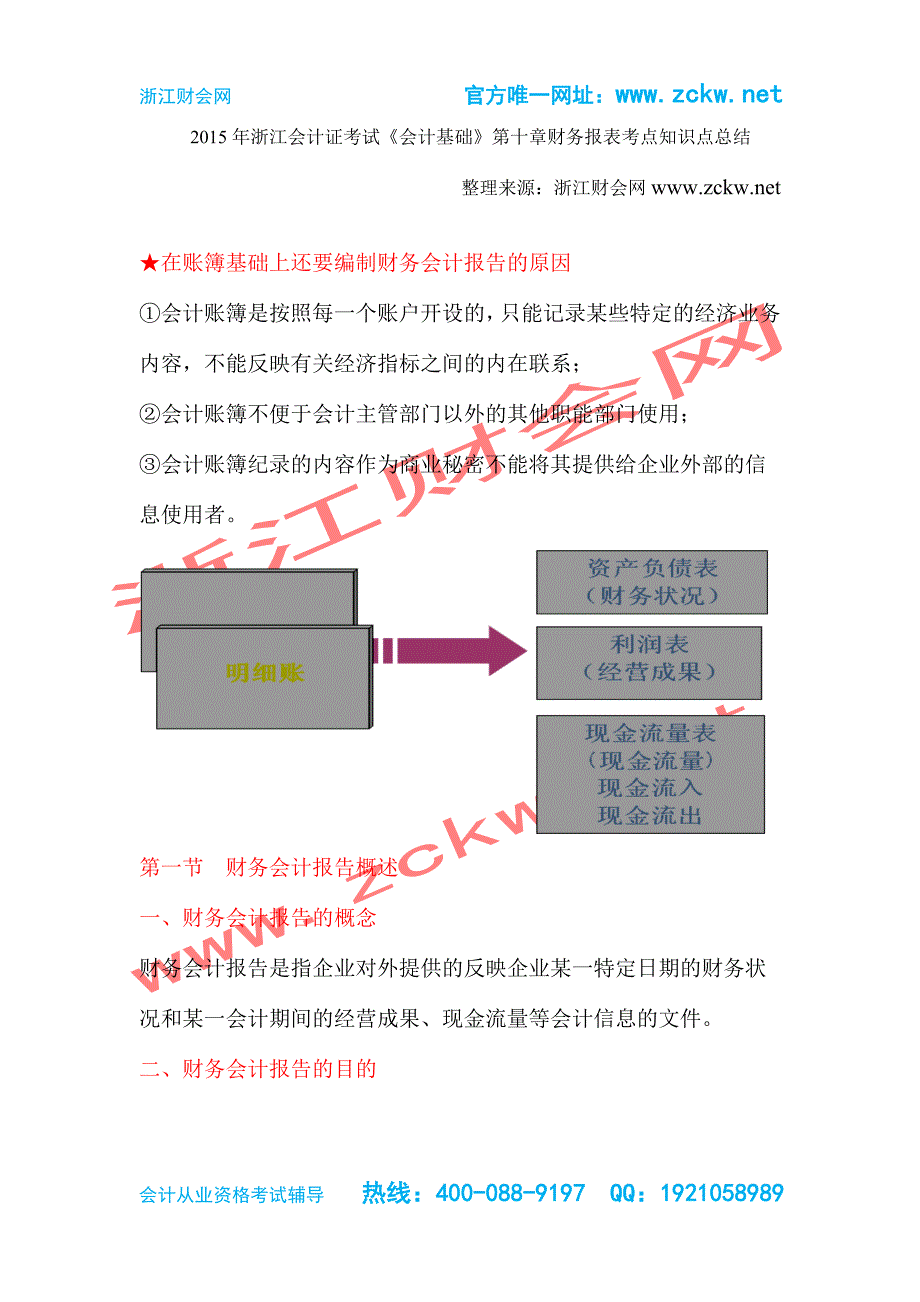 2015年浙江会计证考试《会计基础》第十章财务报表-浙江财会网_第1页