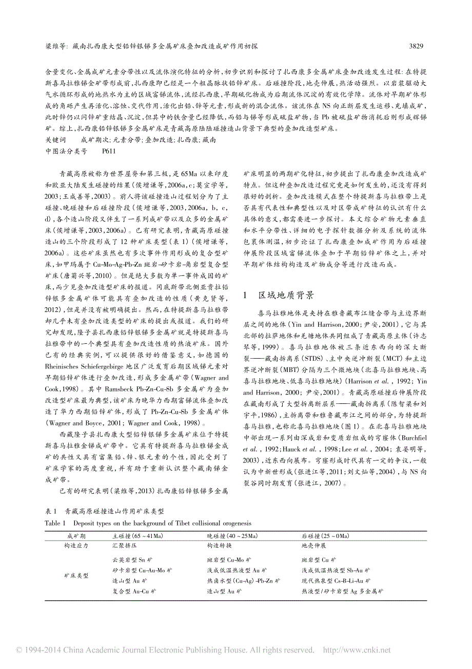 藏南扎西康大型铅锌银锑多金属矿床叠加改造成矿作用初探_梁维_第2页