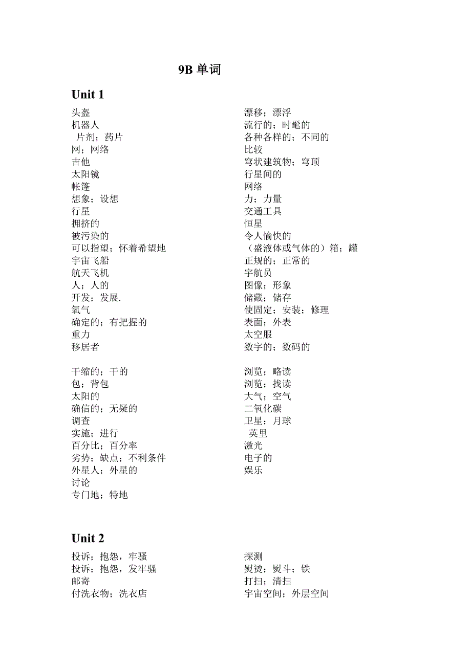 牛津英语9B单词(中文部分)-录入于2011年4月30日_第1页