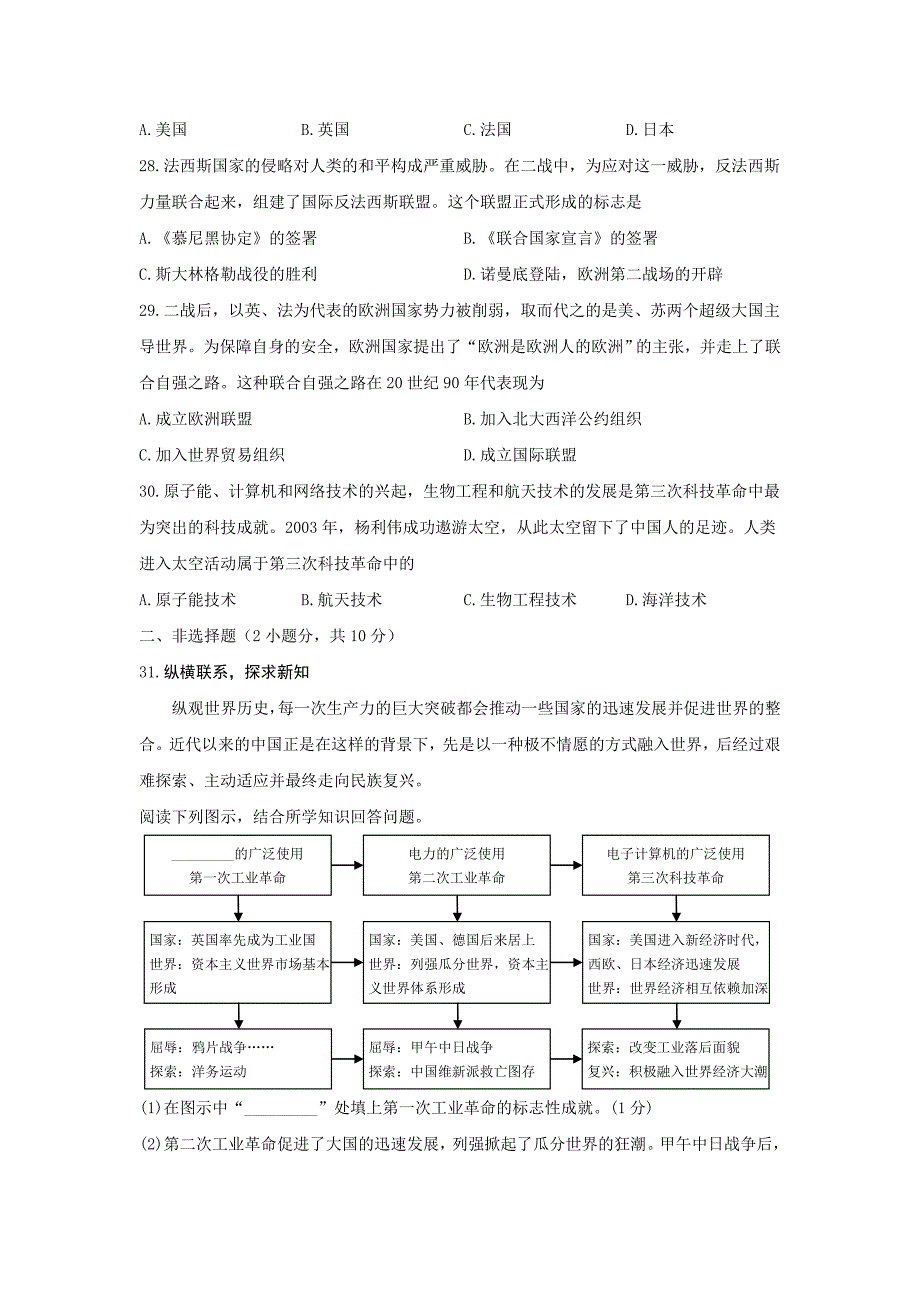 2013年武汉市中考历史试题及答案_第3页