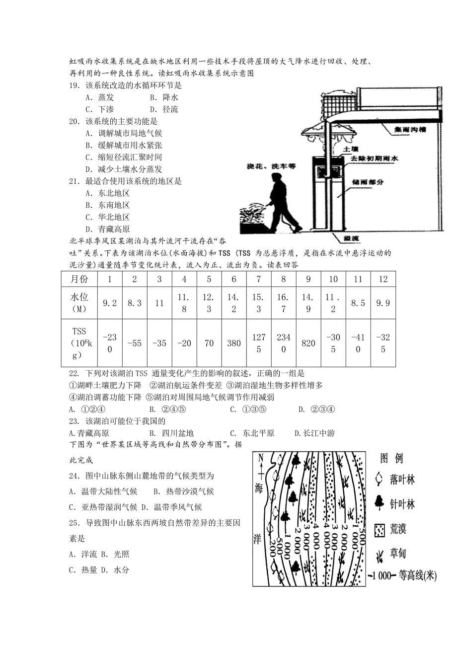 湖南省醴陵二中2017届高三第二次（9月）月考地理试卷 含答案_第5页