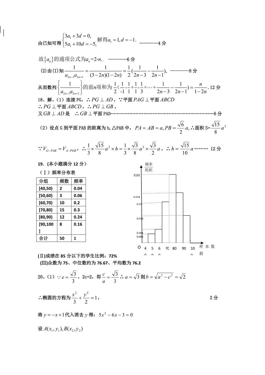 湖南省2014-2015学年高二下学期第一次阶段性测试 数学文（培优） 含答案_第5页